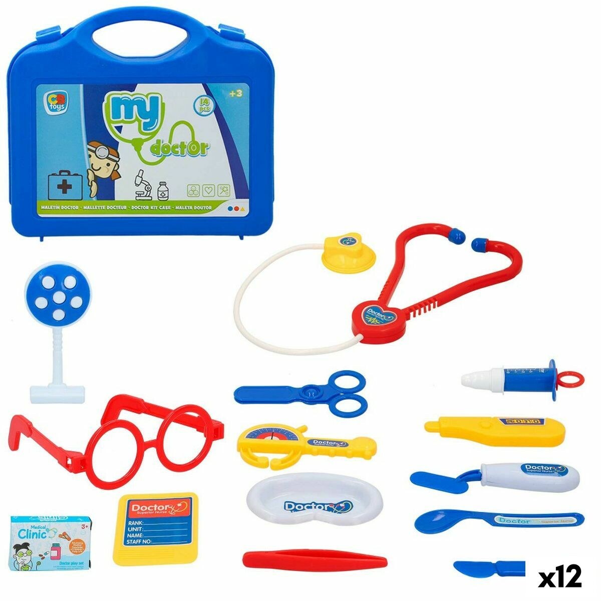 Игрушечный медицинский саквояж с аксессуарами My Doctor 14 Piese (12 штук)