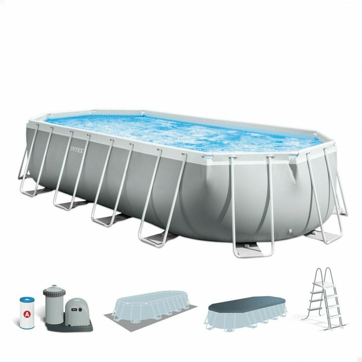 Removable pool Prism Frame 610 x 122 x 305 cm 610 x 305 x 122 cm 18.202 l Grey Oval