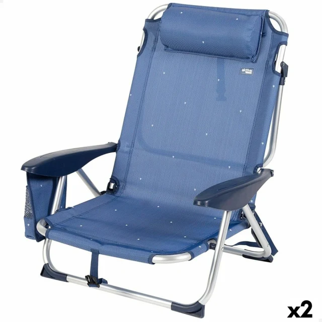 Beach Chair Foldable Navy Blue 51 x 76 x 45 cm (2 Units)