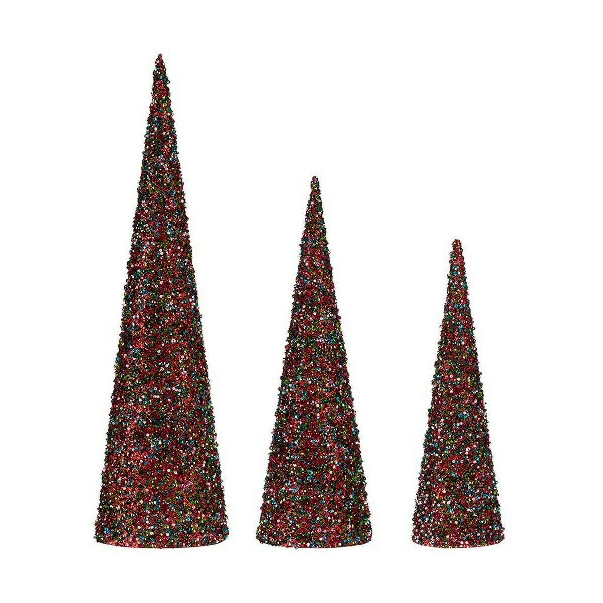 Christmas bauble Blue Fuchsia Sequins Christmas 16,5 x 60 x 16,5 cm Cones 3 Pieces