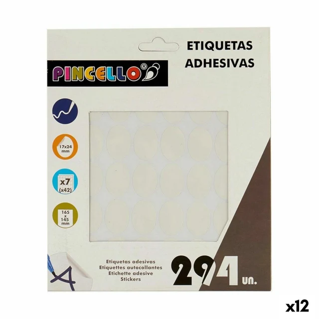 Adhesive labels White 17 x 4 x 19 cm 17 x 24 mm Oval (12 Units)