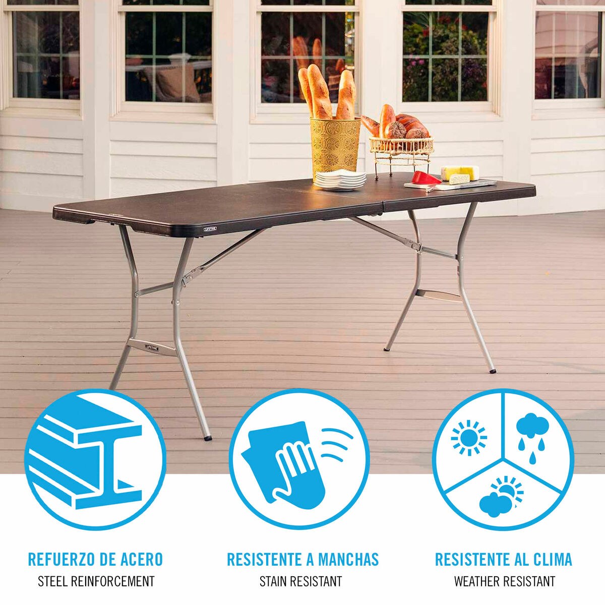 Folding Table Black 183 x 73 x 76 cm