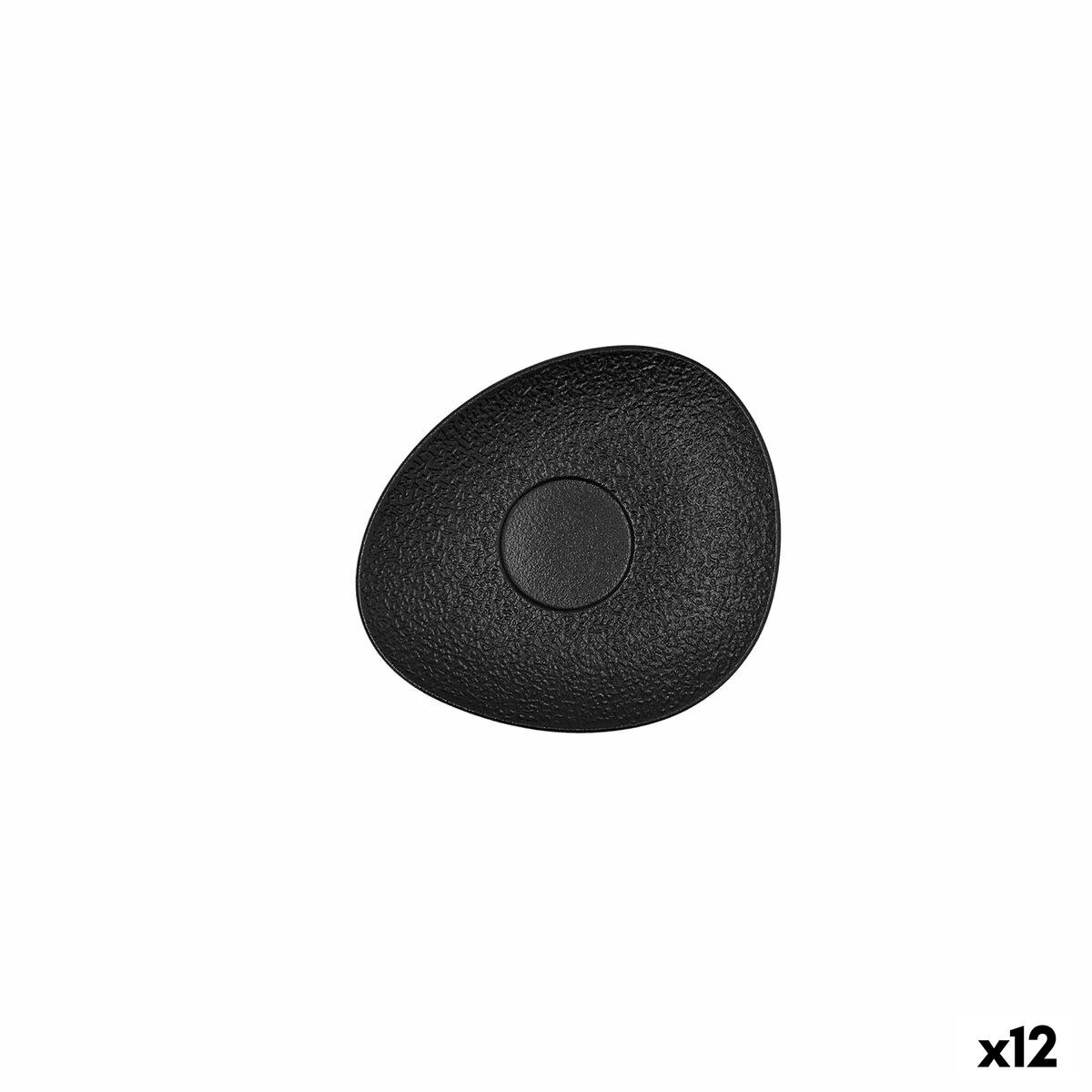 Plate Fosil Black Ceramic Aluminium Oxide 13,3 x 11,6 x 1,7 cm Coffee (12 Units)