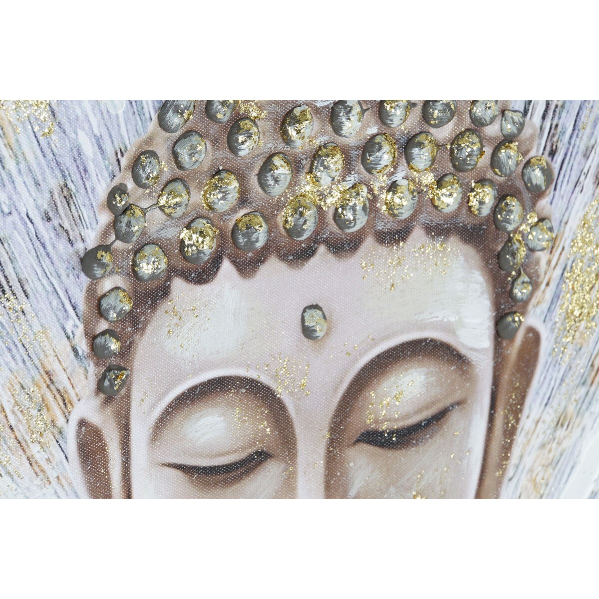 Canvas White Brown Beige Golden Buddha Oriental 70 x 3 x 100 cm (2 Units)
