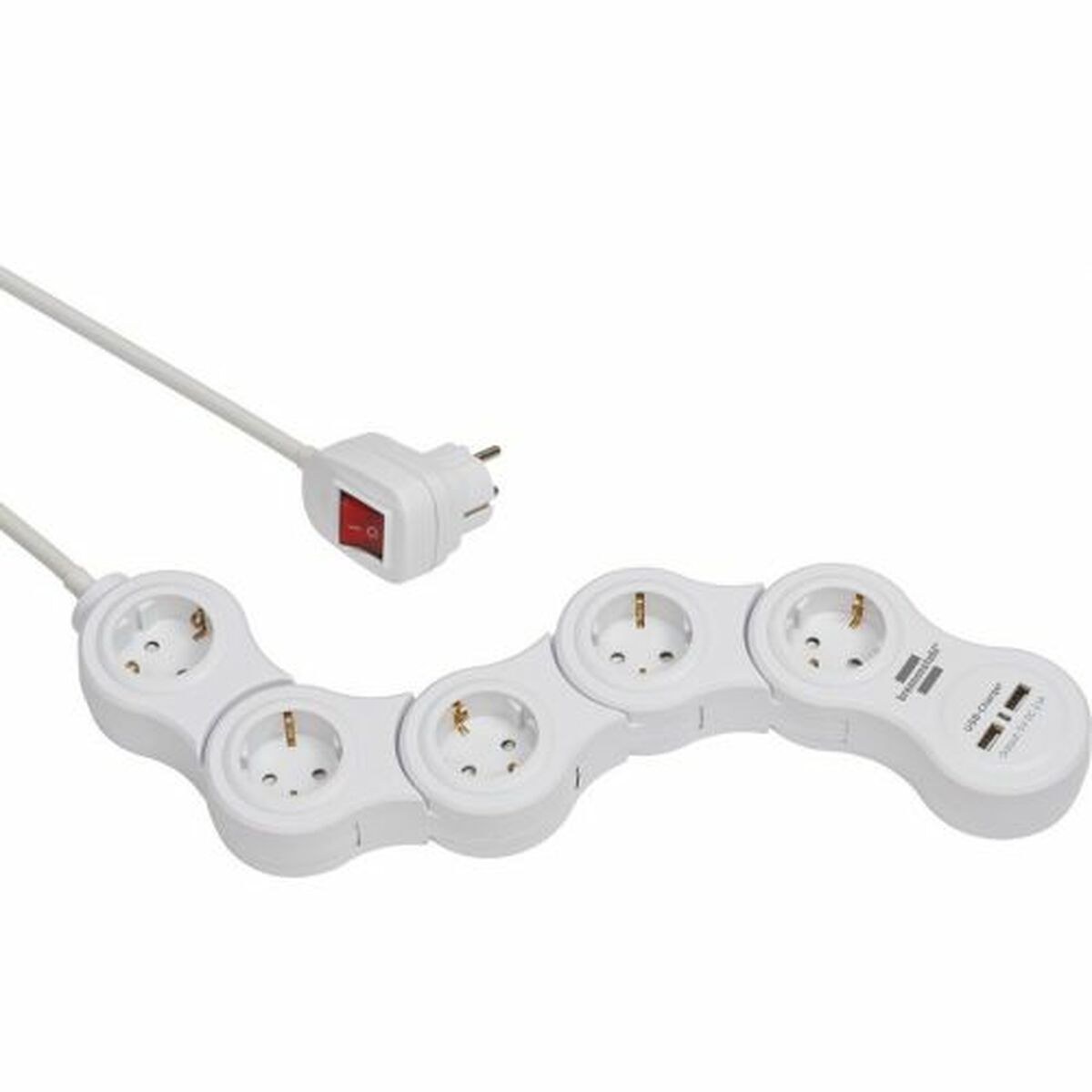 Power Socket - 5 sockets with Switch Vario-Power White 3600 W USB x 2 (1,4 m)