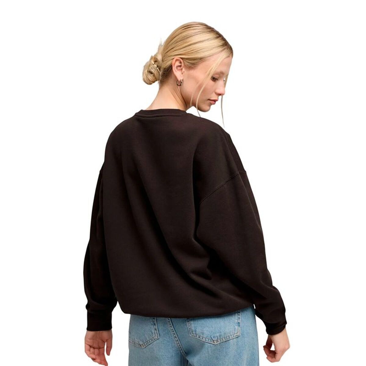 Women’s Sweatshirt without Hood Maximal Metallic Oversized Crew FL Black