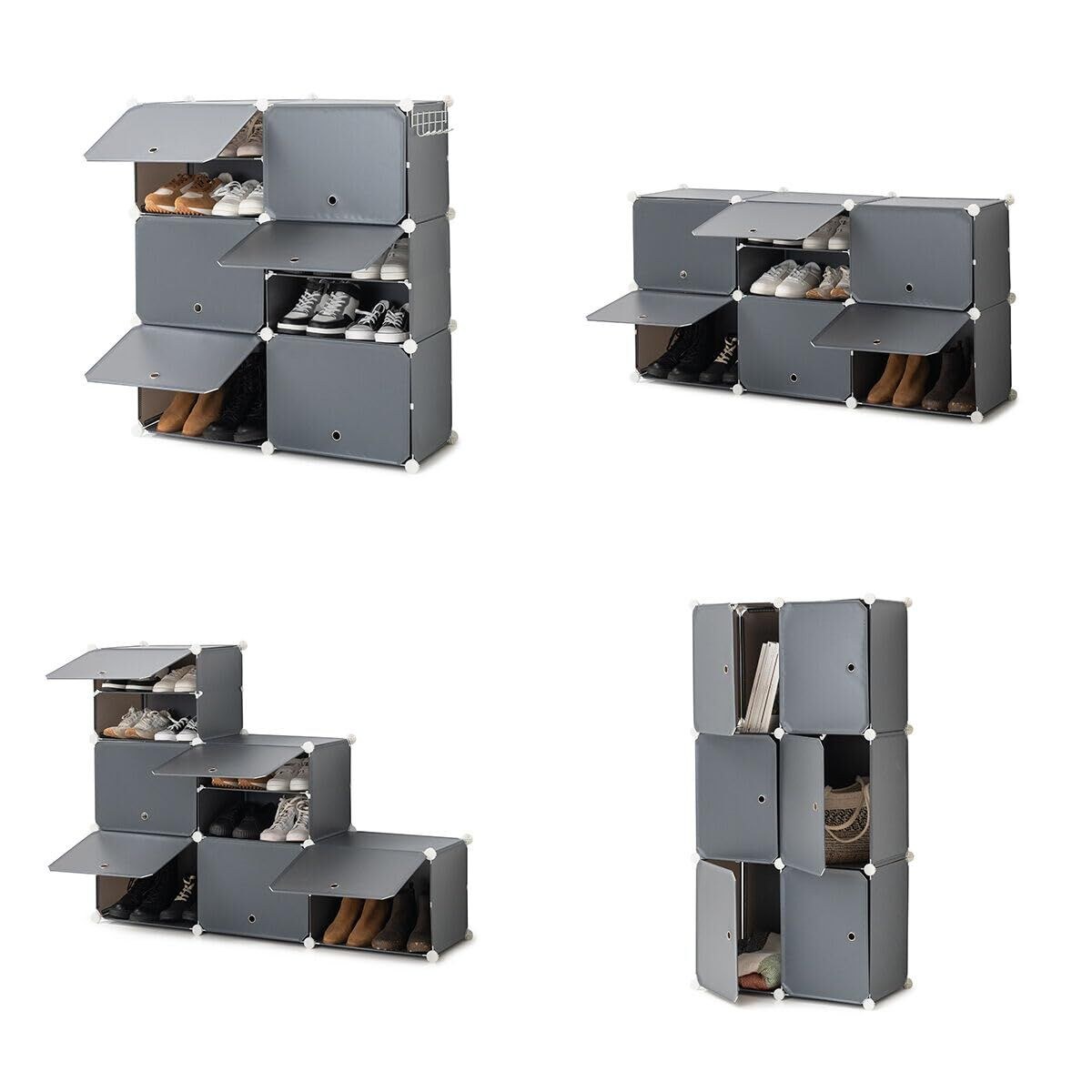 Portable Modular Shoe Cabinet Grey (Refurbished A)