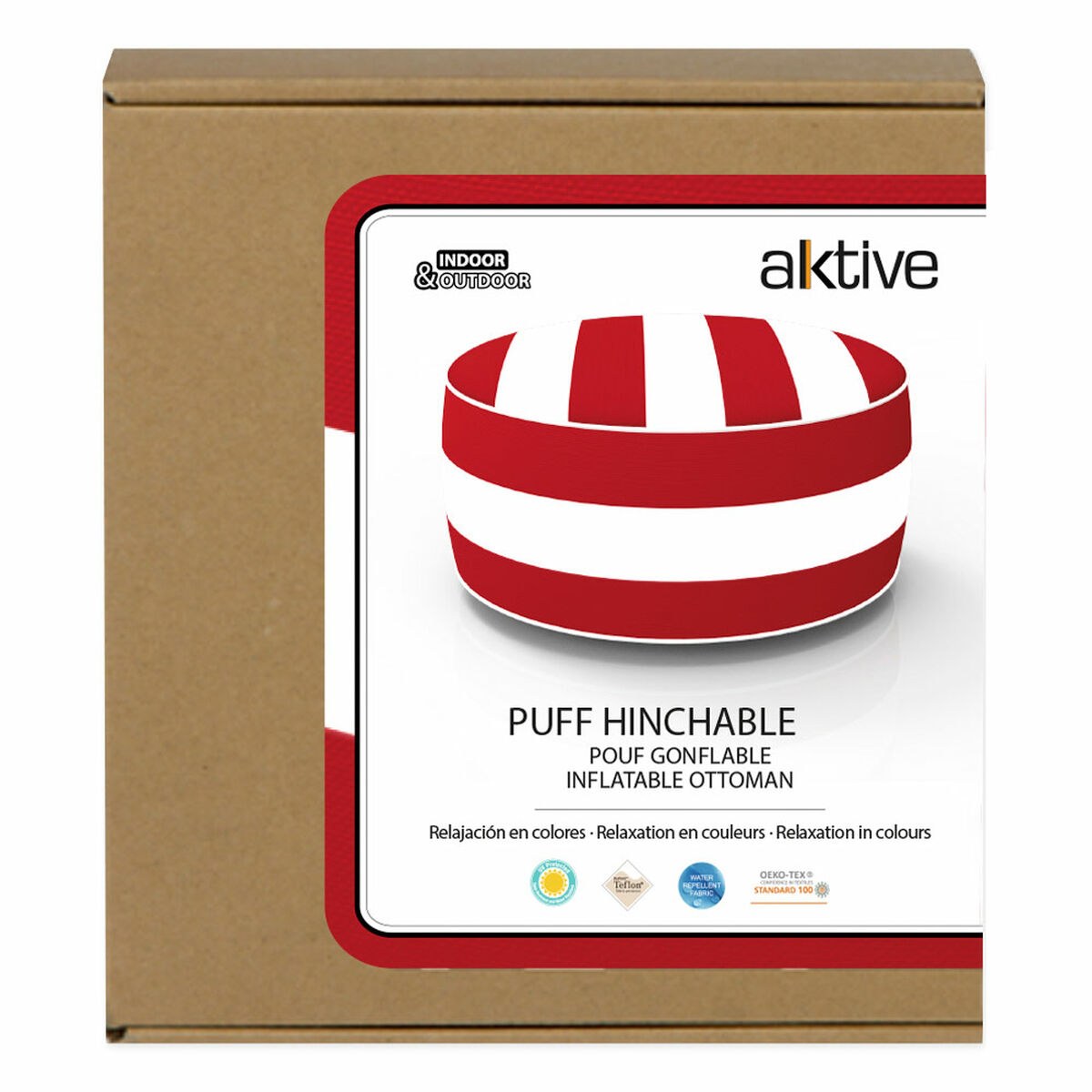 Inflatable Puff Striped Colonial 53 x 23 x 53 cm (4 Units)
