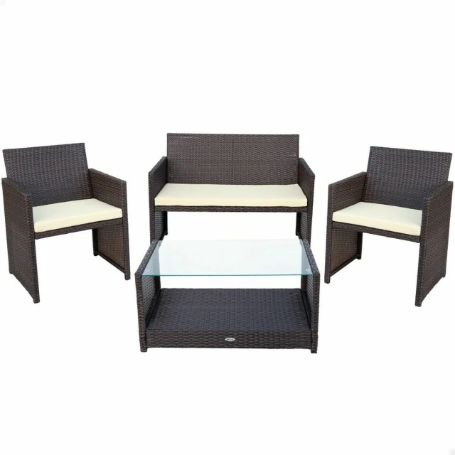 Garden furniture Rattan Black 4 Pieces