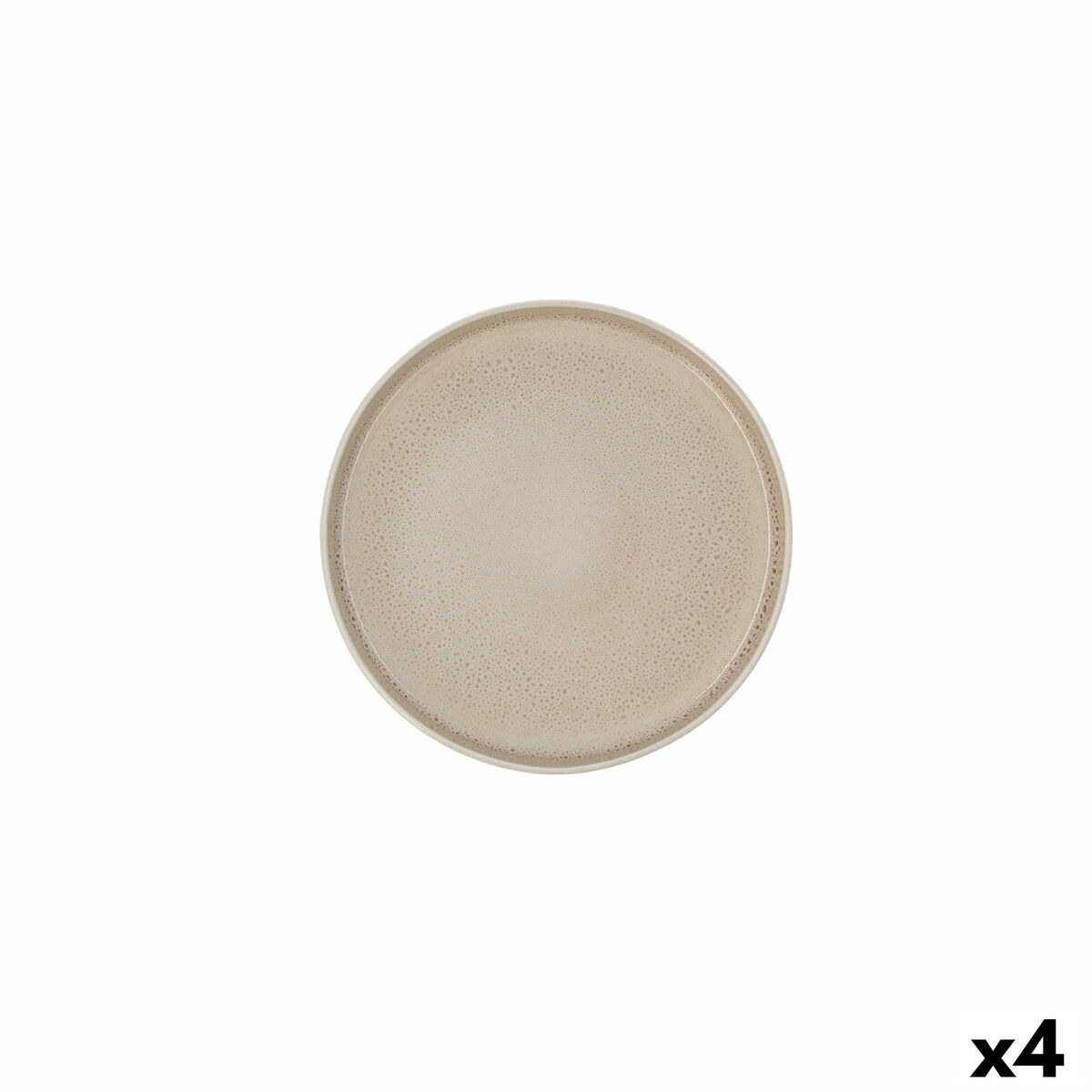 Flat plate Porous Ceramic Beige Ø 21 cm (4 Units)