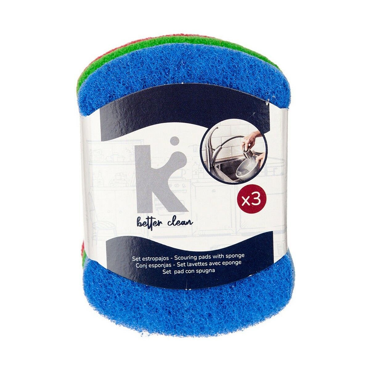 Set of scourers Multicolour Polyurethane Abrasive fibre 7 X 10 X 2,5 cm (20 Units)