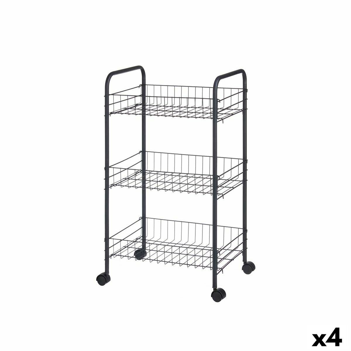Vegetable trolley Black Metal polypropylene Plastic 37 x 27 x 63 cm 26,5 x 56 x 8,5 cm (4 Units)