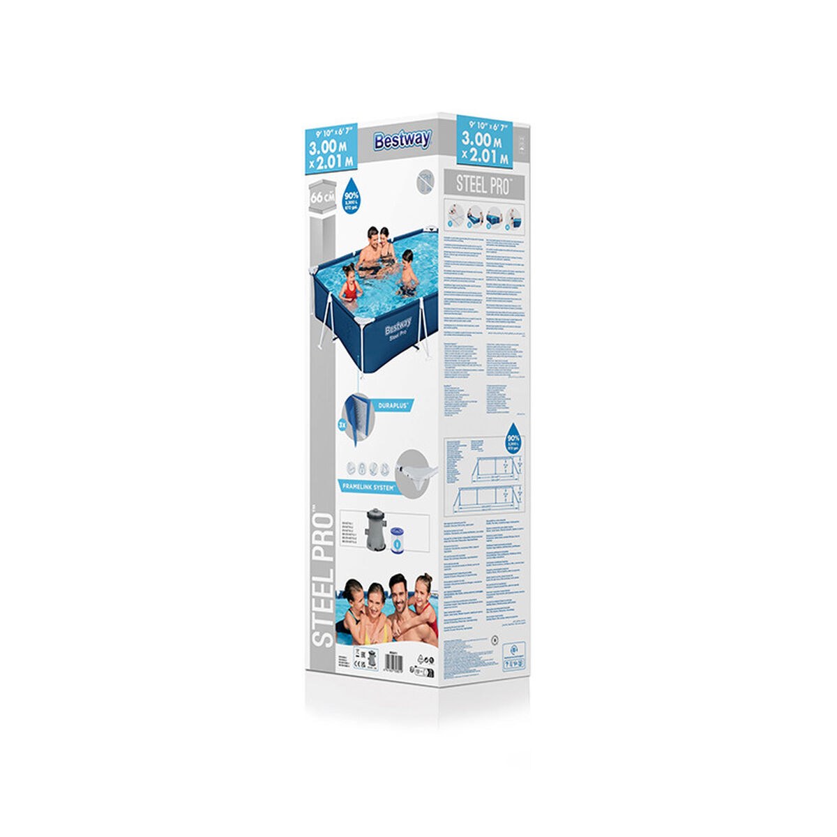 Adult Rigid Pool with Filter 300x201x66 cm Garden 56411