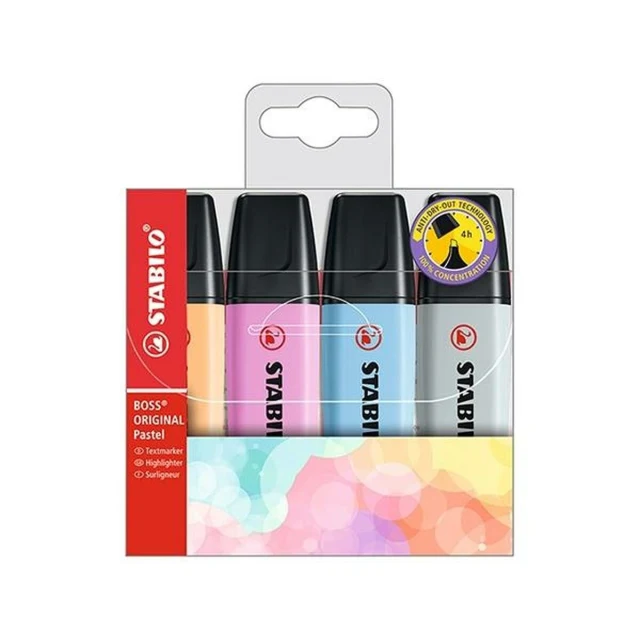 Fluorescent Marker Set Boss Original Pastel Multicolour (4 Units)