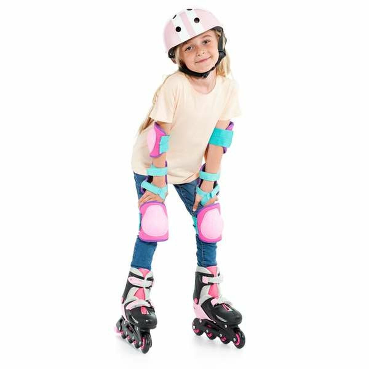 Elbow and Knee Pad Kit Pink M 6 Pieces