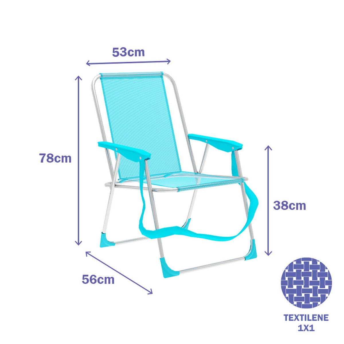 Folding Chair Aquamarine 53 x 78 x 56 cm
