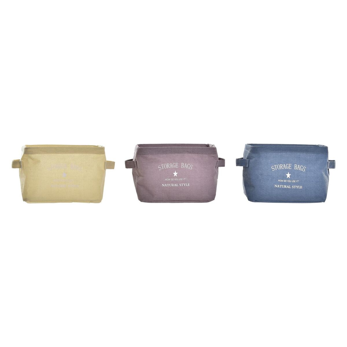 Basket Yellow Blue Maroon Canvas Modern 20 x 16 x 15 cm (3 Units)