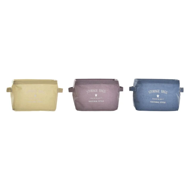 Basket Yellow Blue Maroon Canvas Modern 20 x 16 x 15 cm (3 Units)