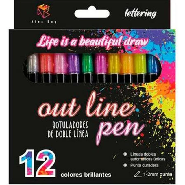 Set of Felt Tip Pens Outliner Multicolour 12 Pieces Cake