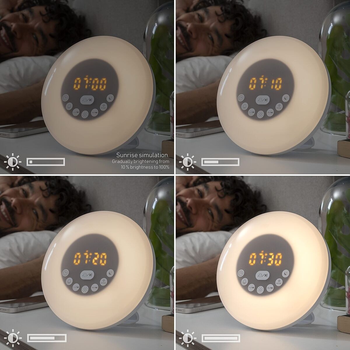 Rechargeable Sunrise Alarm Clock with Speaker White (Refurbished B)