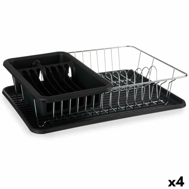 Draining Rack for Kitchen Sink Black 43,5 x 11 x 33,5 cm (4 Units)