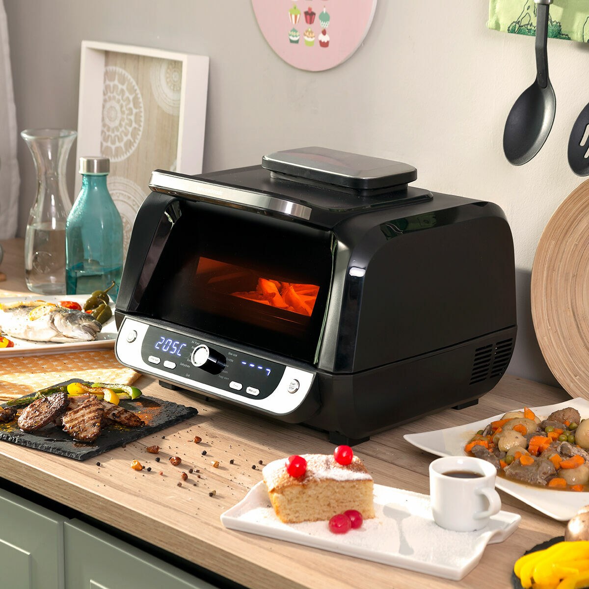 Air Fryer with Grill, Accessories and Recipe Book Fryinn 12-in-1 6000 Black Steel 3400 W 6 L