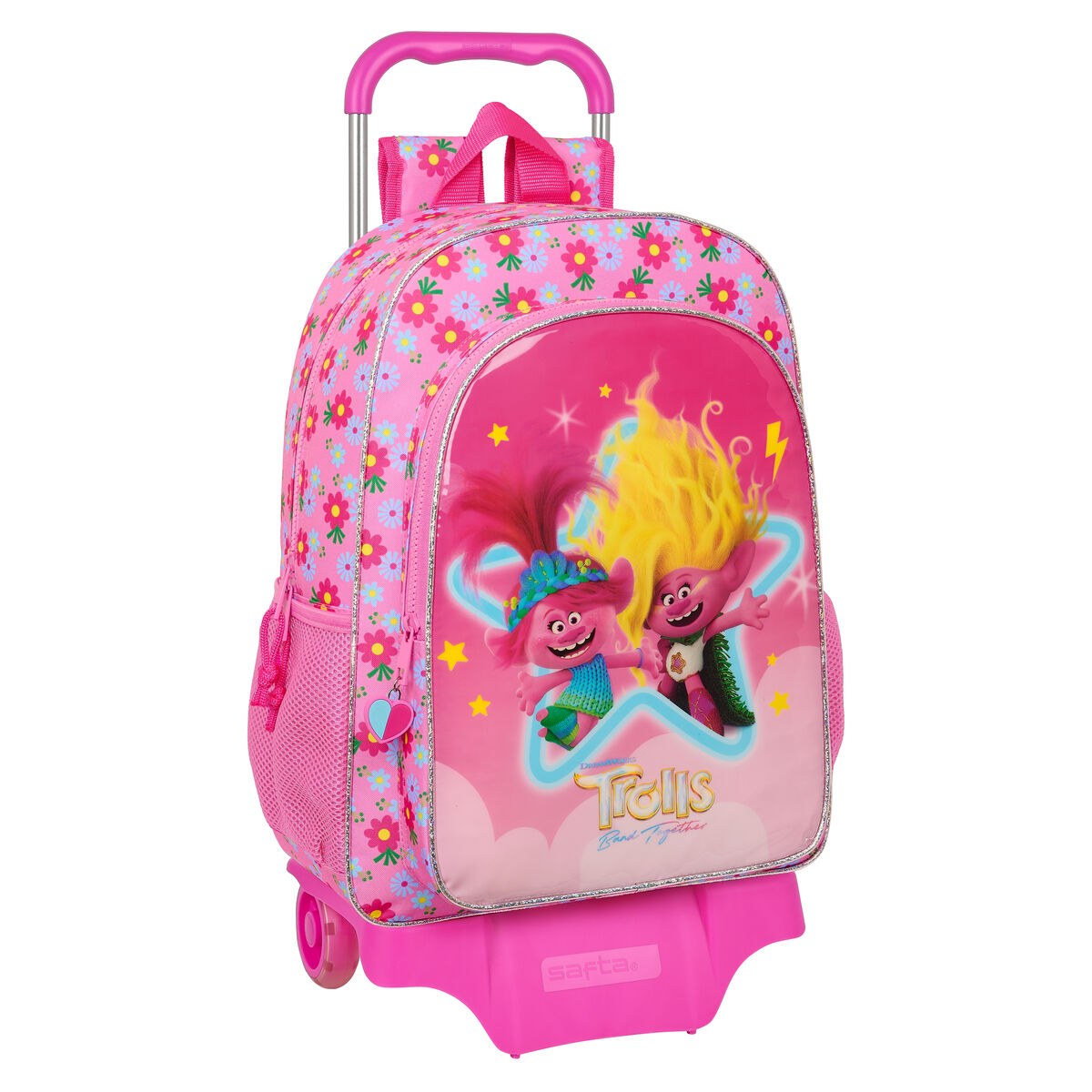 School Rucksack with Wheels Pink 33 x 42 x 14 cm