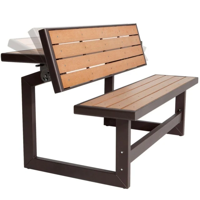 Bench with backrest Table Brown Convertible