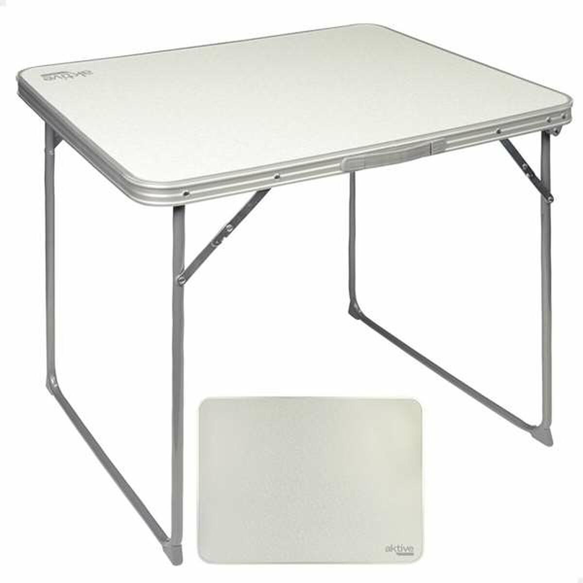Folding Table White Steel MDF Wood 80 x 60 x 70 cm