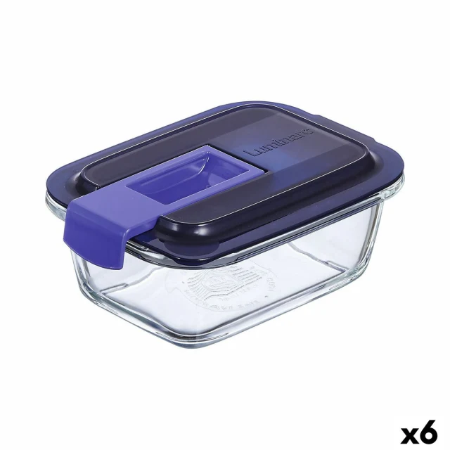 Hermetic Lunch Box Easy Box Blue Glass (380 ml) (6 Units)