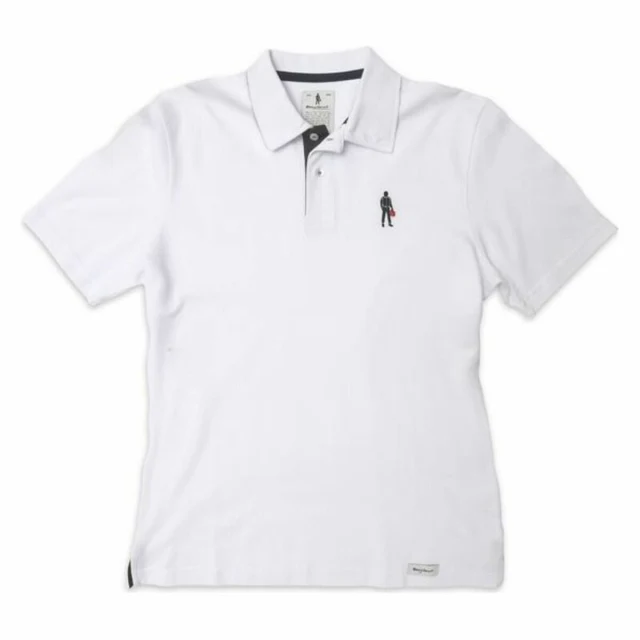 Men’s Short Sleeve Polo Shirt Driver Icon White
