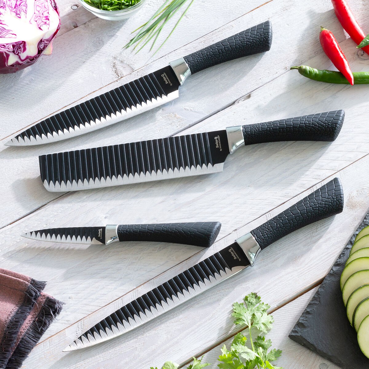 Knife Set Black Shark Swiss·Q Namiutsu 4 Pieces