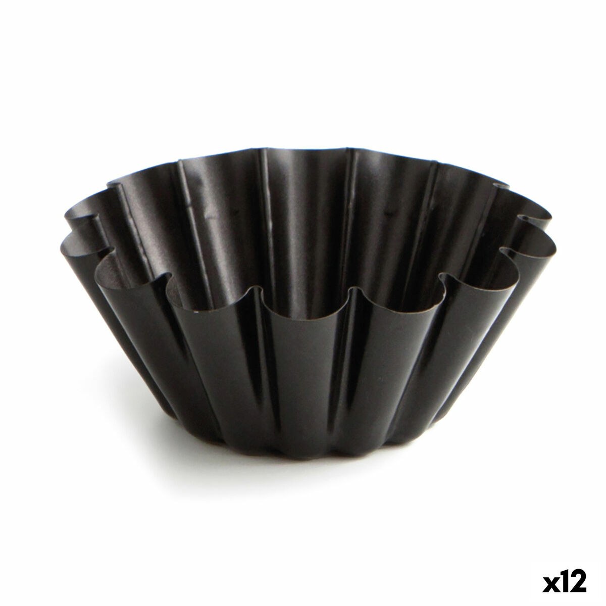 Flan Mould Sweet Grey Black Metal (12 Units)