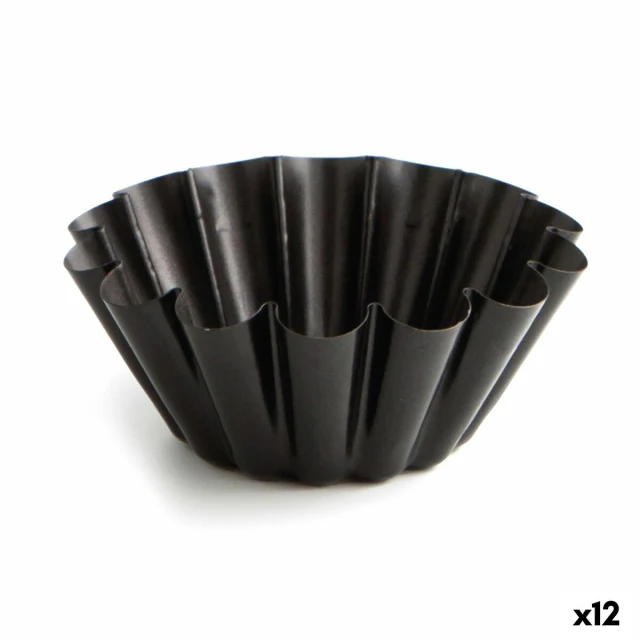 Flan Mould Sweet Grey Black Metal (12 Units)
