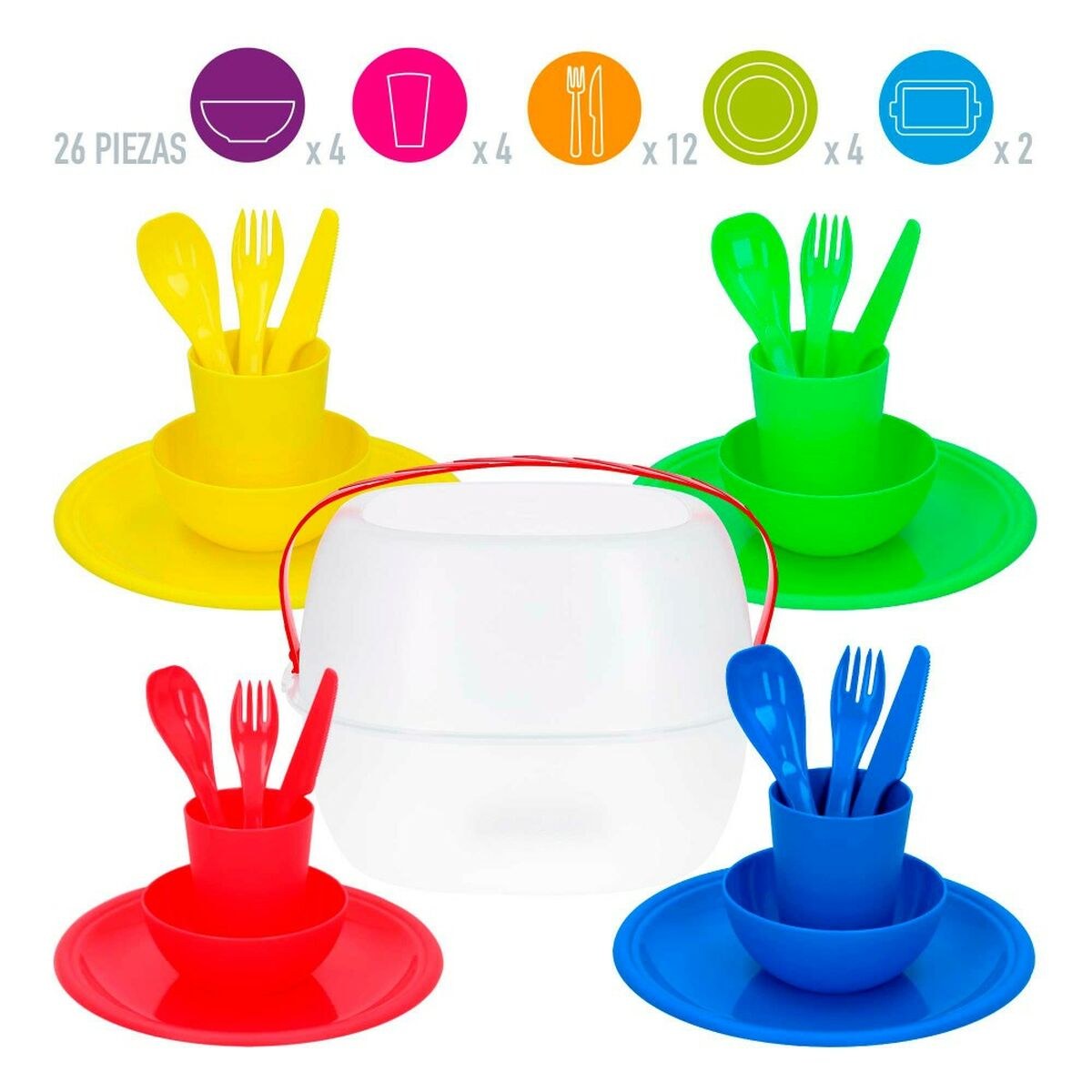 Picnic set 22,5 x 1,5 x 22,5 cm polypropylene (4 Units)