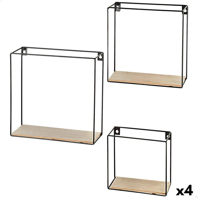 Shelves Iron MDF Wood 30 x 30 x 10 cm (4 Units)