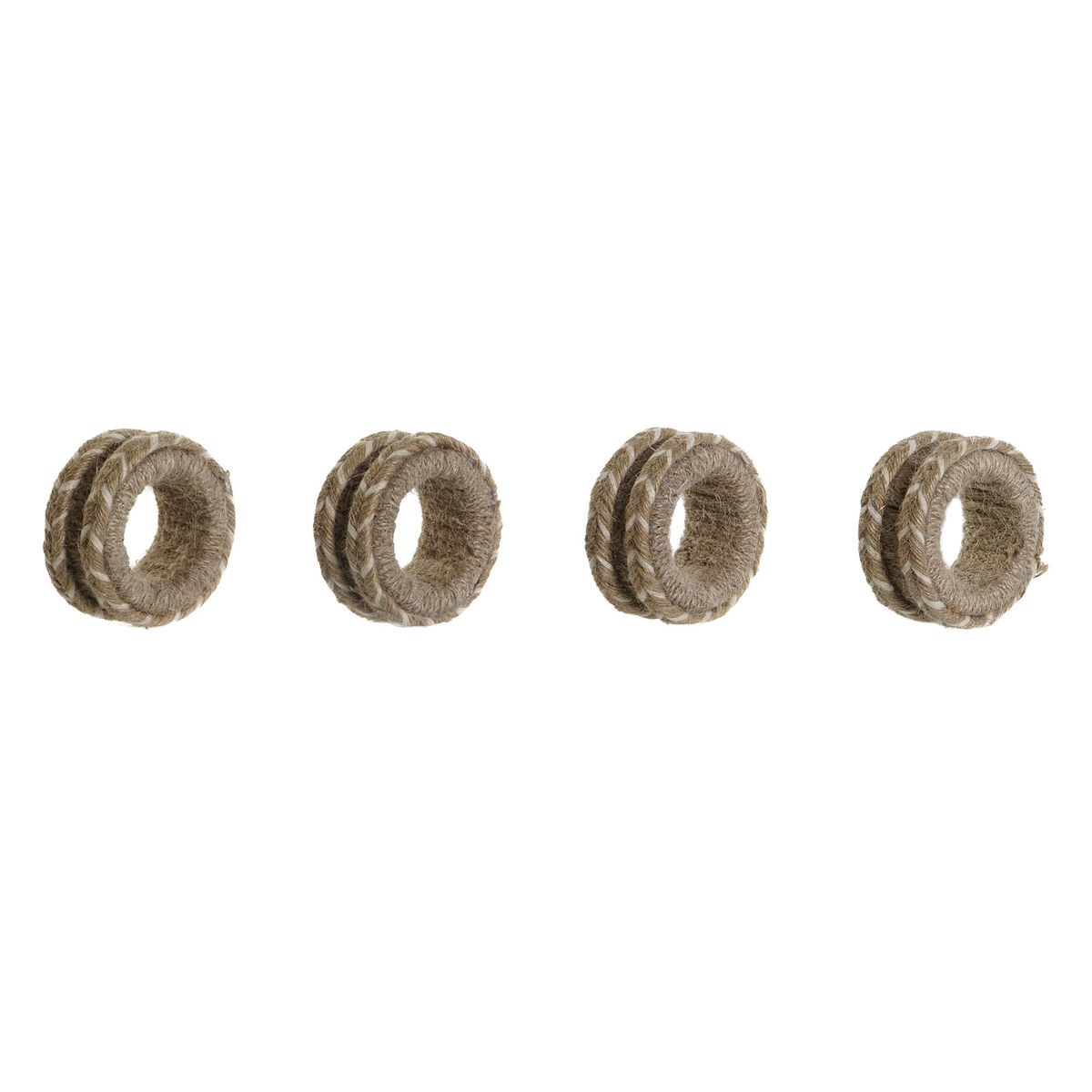 Napkin ring Natural Jute Mango wood 6 x 3 x 6 cm 4 Pieces