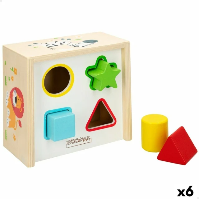 Child's Wooden Puzzle Shapes 13,5 x 7,5 x 13 cm (6 Units)