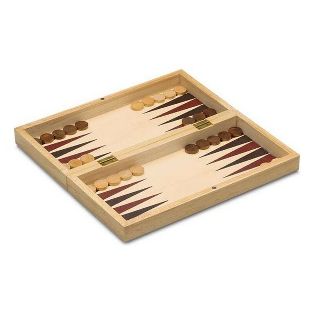 Set of 3 Board Games 648 Wood 29 x 29 cm 3-in-1 Chess Backgamon Ladies