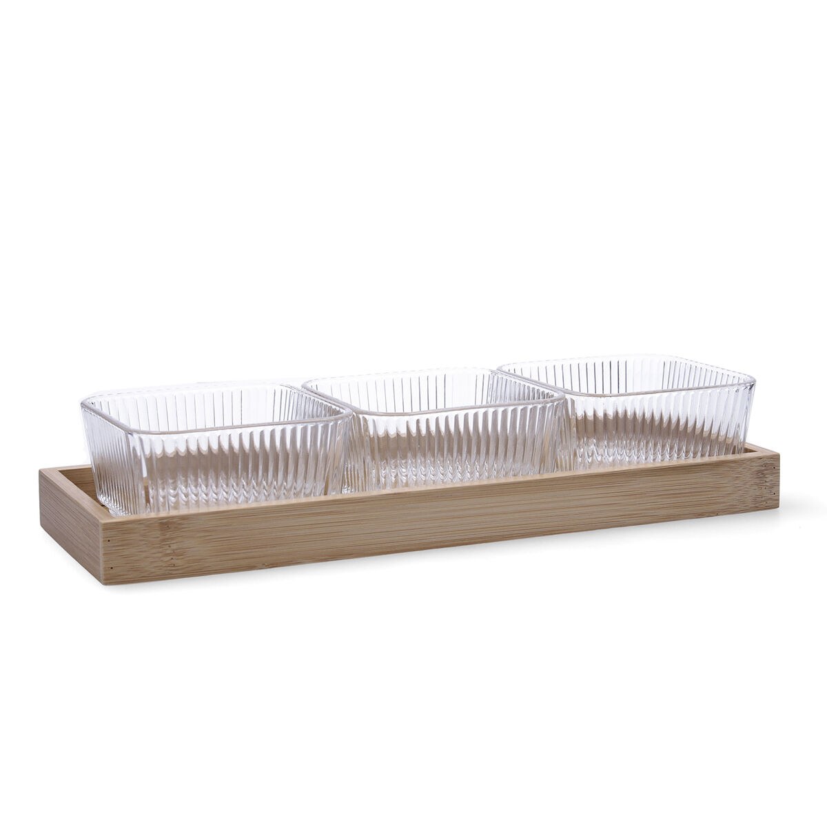 Appetizer Set Trend Brown Transparent Glass Bamboo