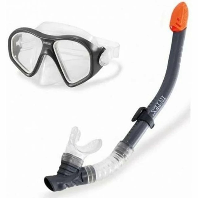 Snorkel Goggles and Tube Yellow Black Grey