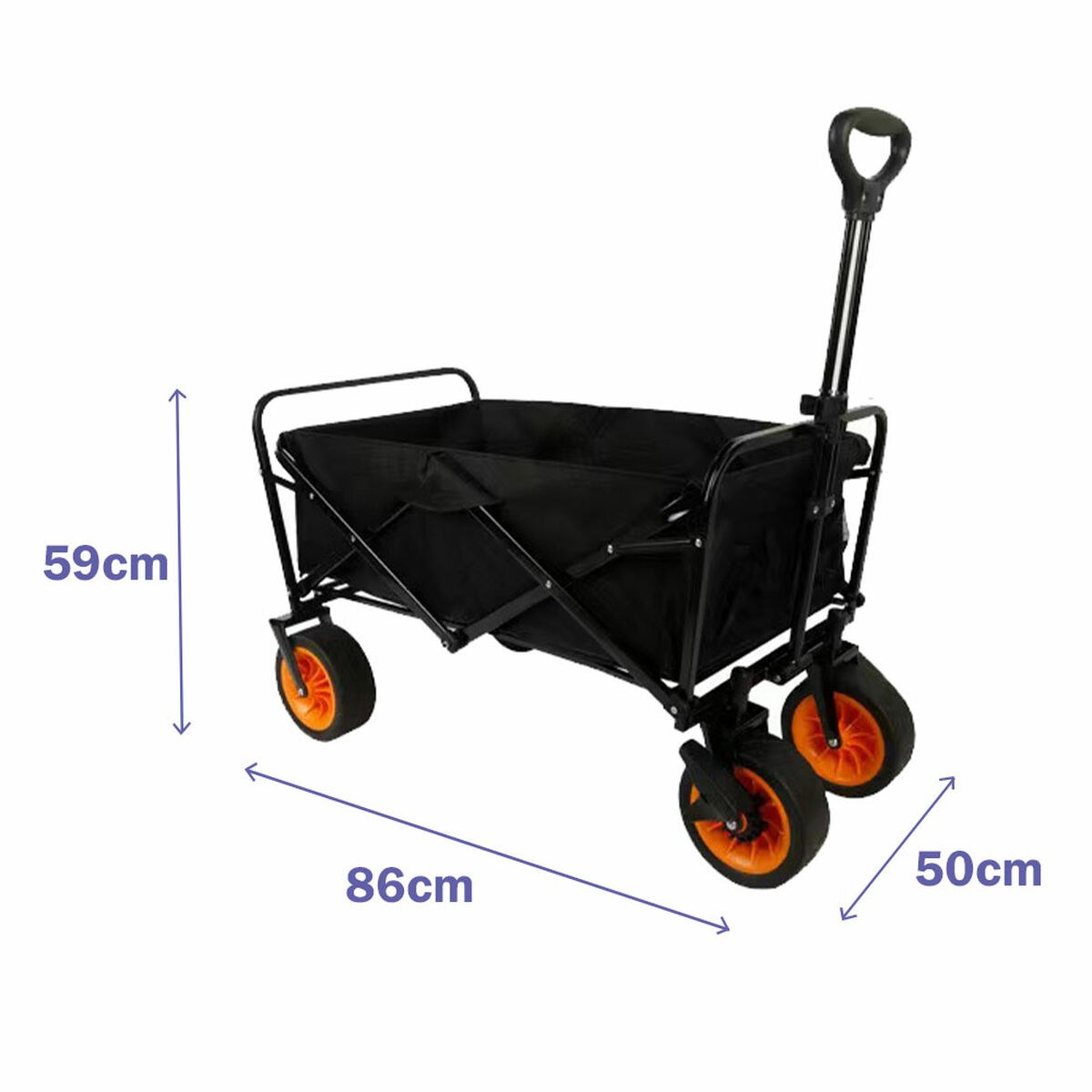 Folding Multi-Purpose Trolley Steel 200 KG Black Garden, Beach, Camping 86X50X59 cm