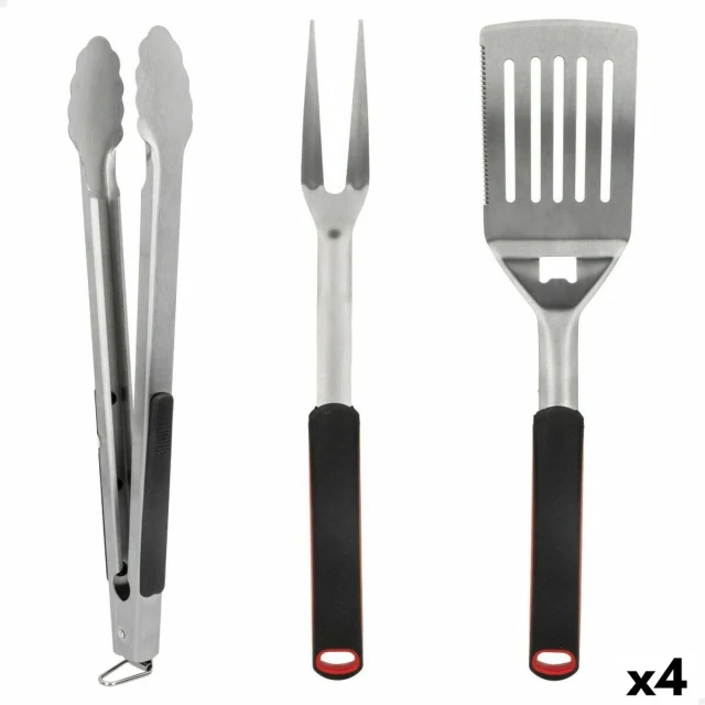 Barbecue Utensils Set 3 Pieces Barbecue Stainless steel 9 x 41 x 5 cm (4 Units)