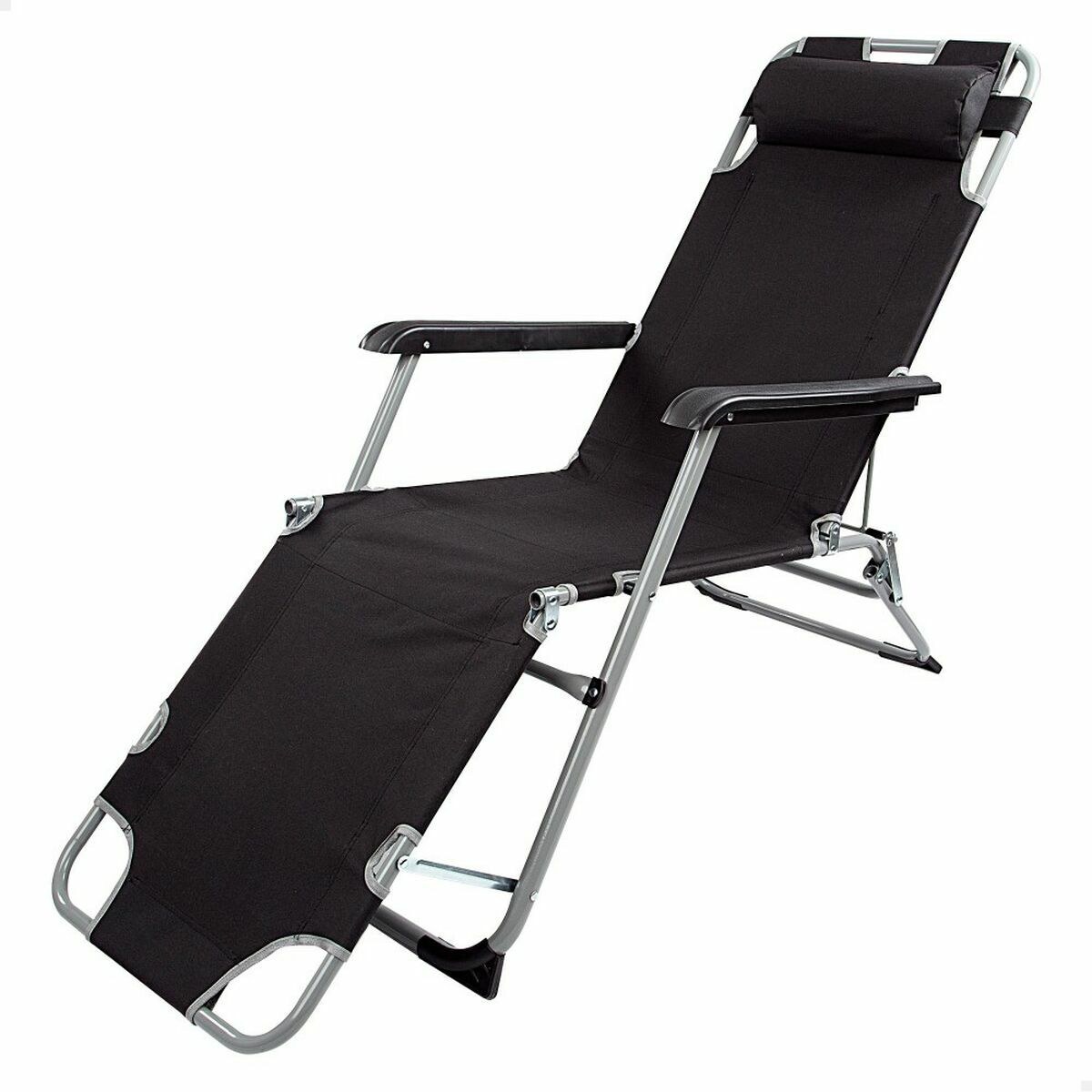 Reclining lounder Polyester 600D Steel Black 177 x 47 x 34 cm