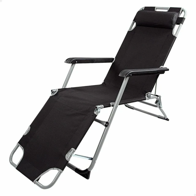 Reclining lounder Polyester 600D Steel Black 177 x 47 x 34 cm