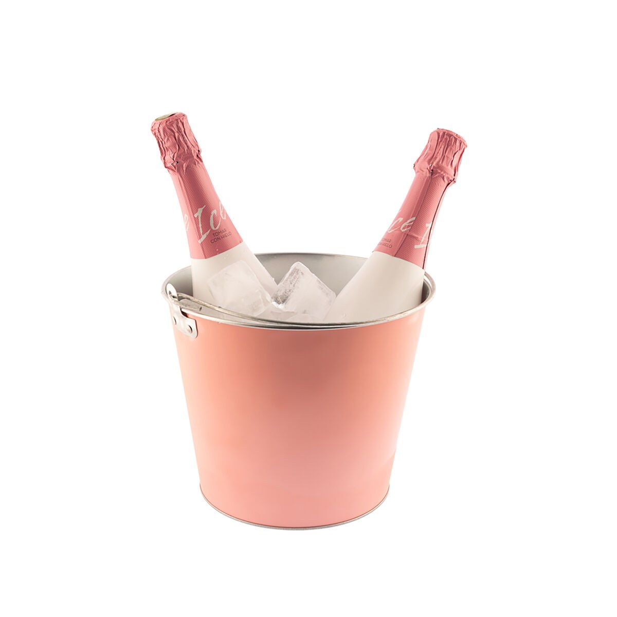 Ice Bucket With handle Pink Metal 5 L