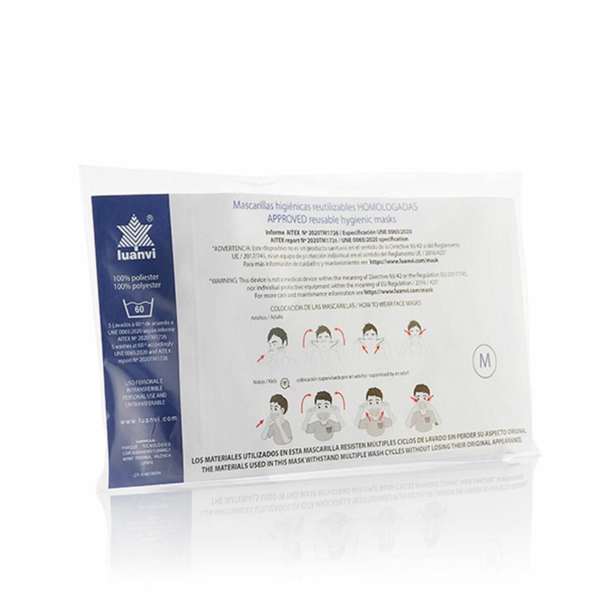 Hygienic Reusable Fabric Mask Beard Size M Pack of 3 units