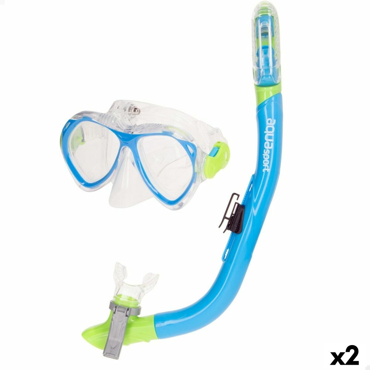 Snorkel Goggles and Tube for Children Blue (2 Units)