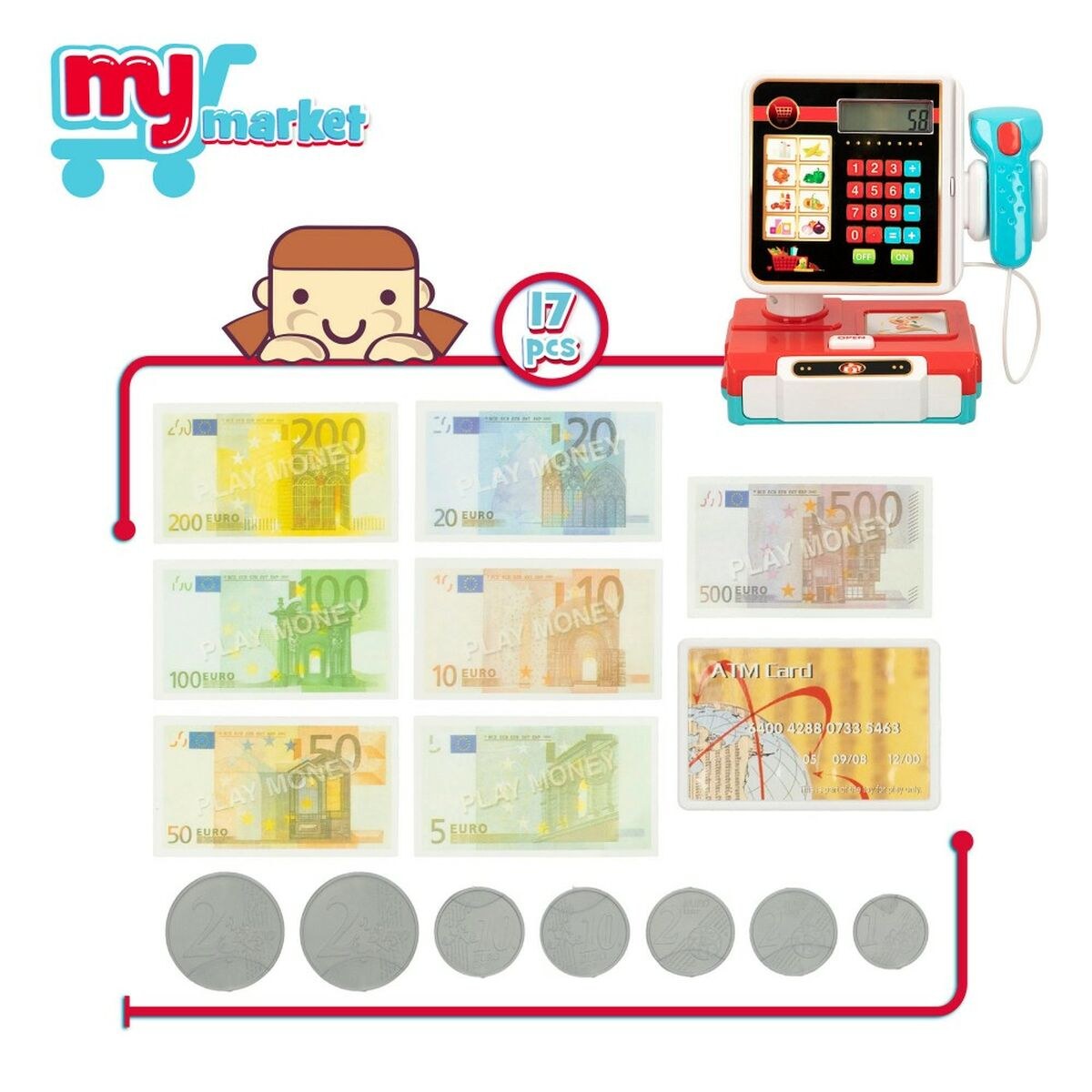 Игрушечный кассовый аппарат My Home 17 Предметы 18 x 19 x 11 cm 6 штук