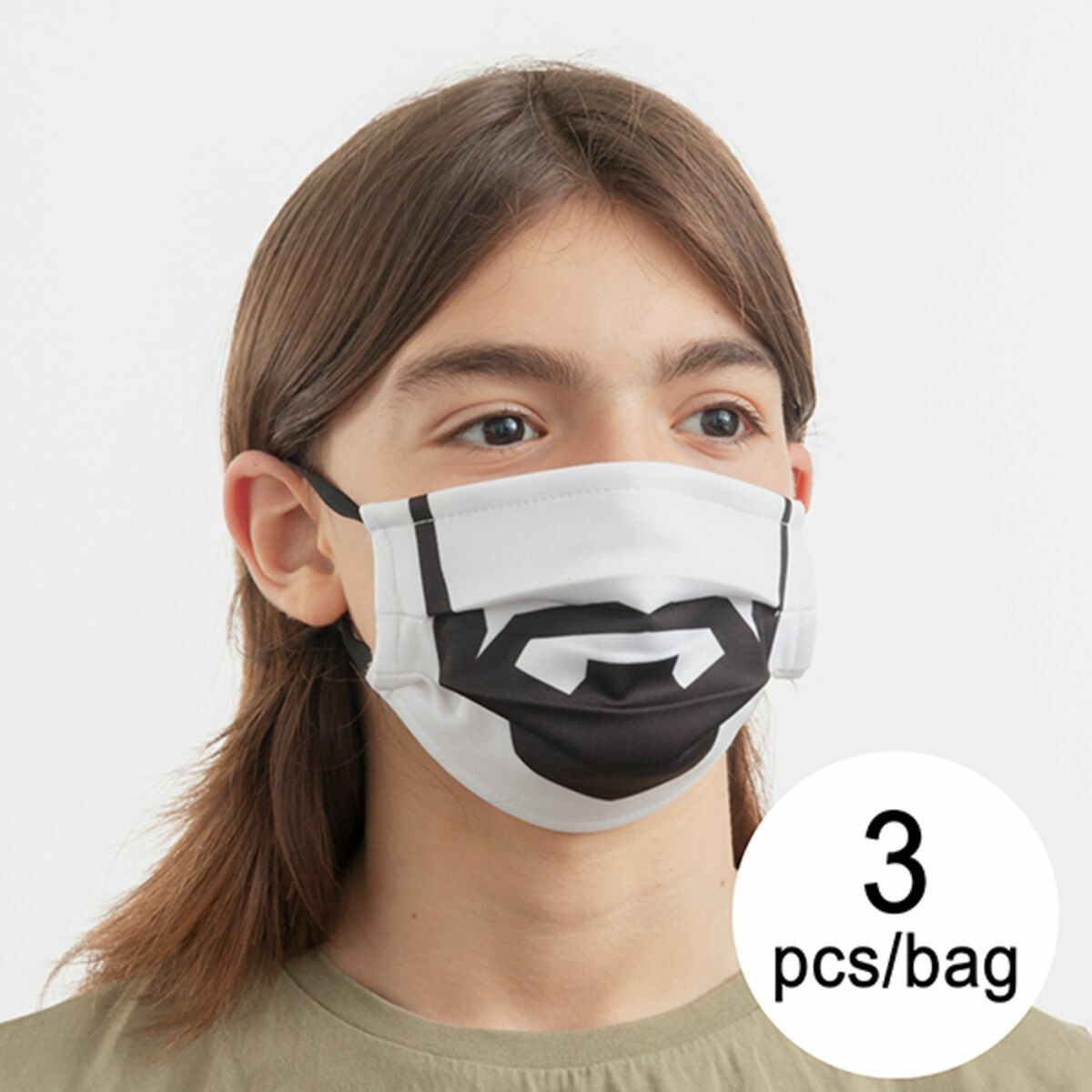 Hygienic Reusable Fabric Mask Beard Size M Pack of 3 units